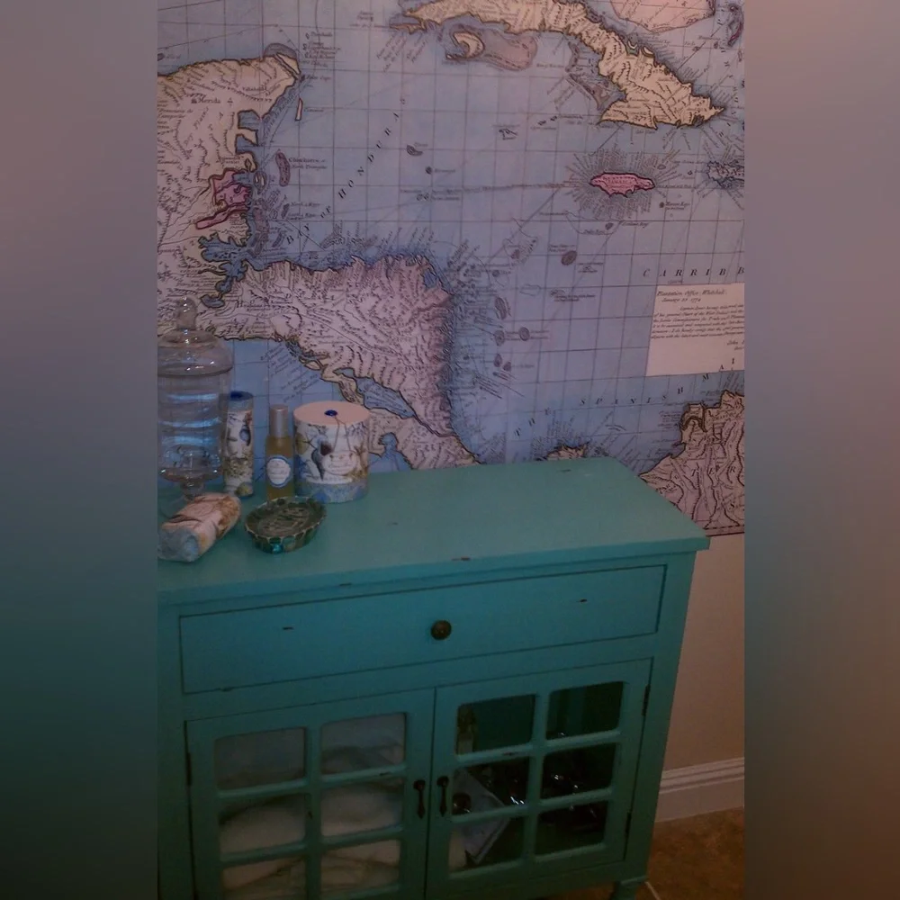 Pottery Barn Sure Strip West Indies vintage map 8’ x 5’ mural hanging wallpaper
